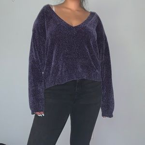 deep purple cropped sweater